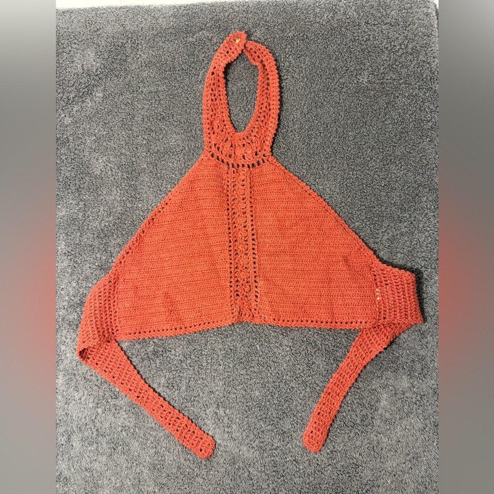 American Eagle Crochet Halter Top in Rust